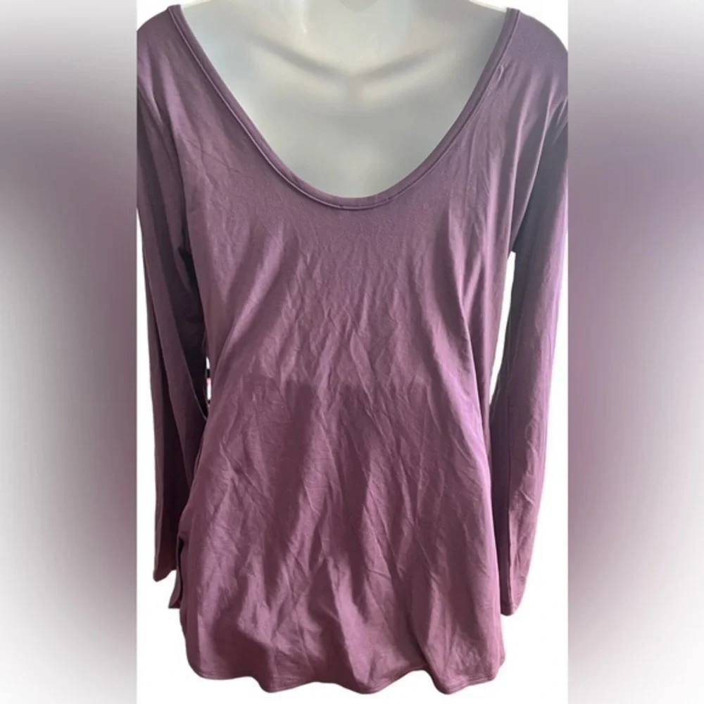 Lux Sleepwear Purple Bamboo Long Sleep Top L - Picture 2 of 4